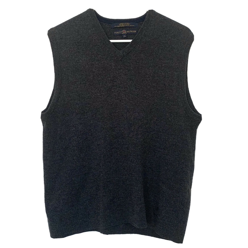 Tommy Hilfiger Gray VNeck Merino Wool Sweater Vest